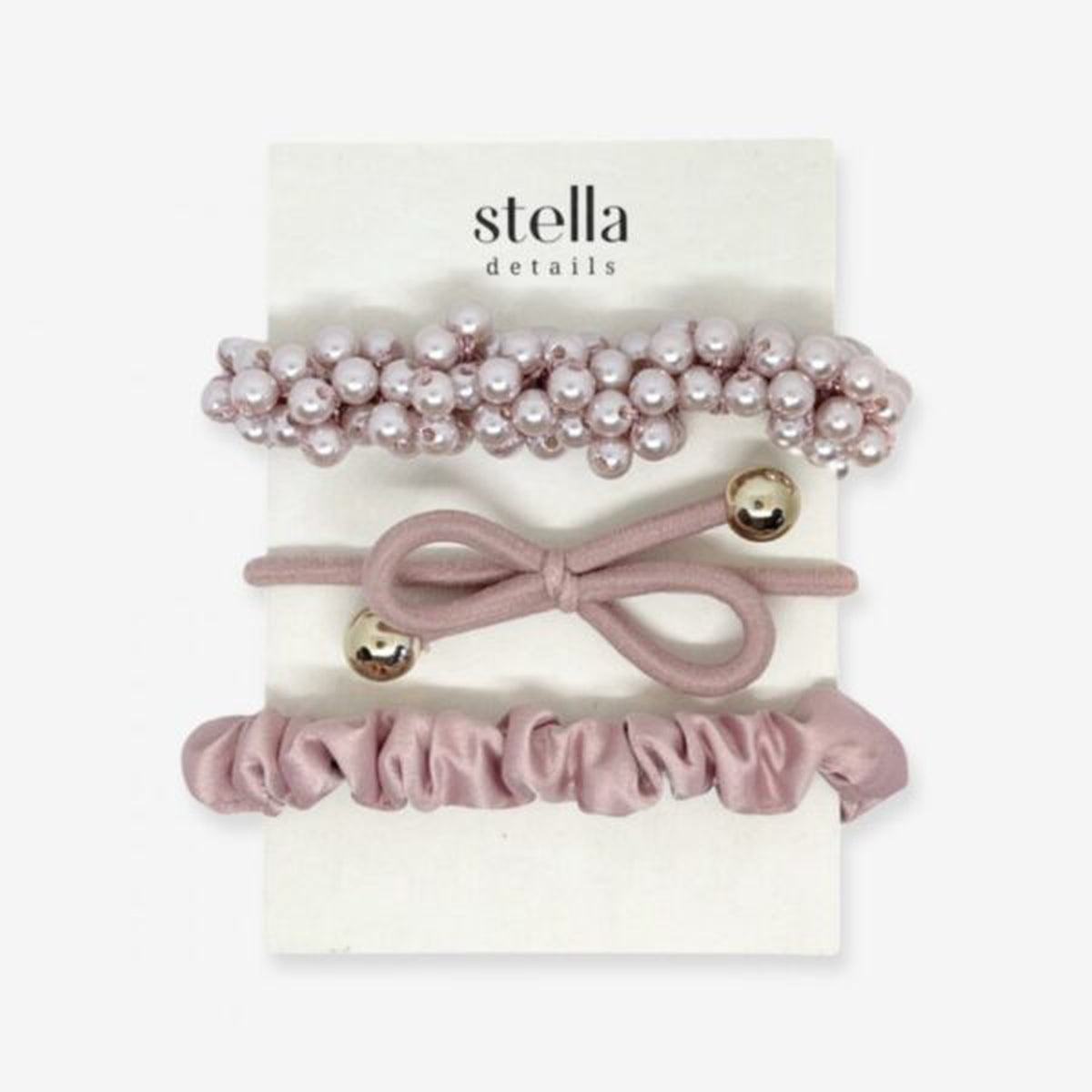 Stella Details Hiuslenkki, 3kpl Pink Pearl